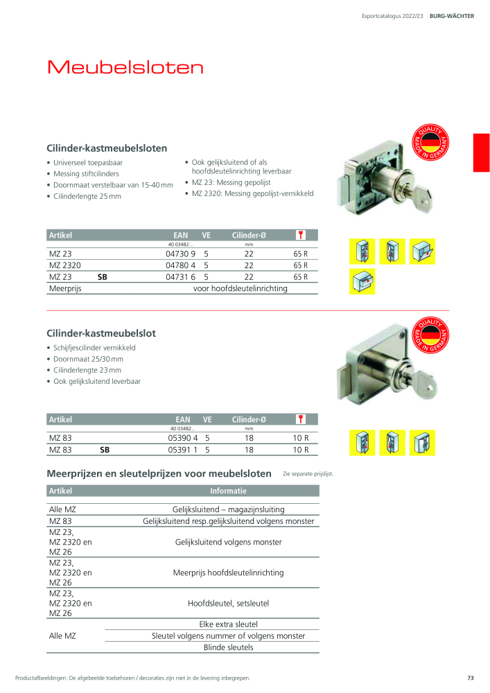 BURG-WÄCHTER Hoofdcatalogus Nb. : 20450 - Page 73