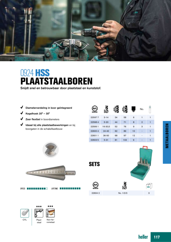 Heller Tools HSS Querlochsenker 90° Satz Ø 2-5/5-10/10-15/15-20 22596