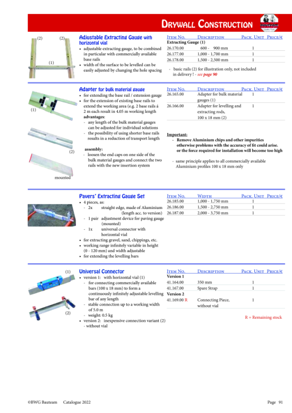 BWG Schüttgutlehre-Grundschienen 300cm 26.153.00