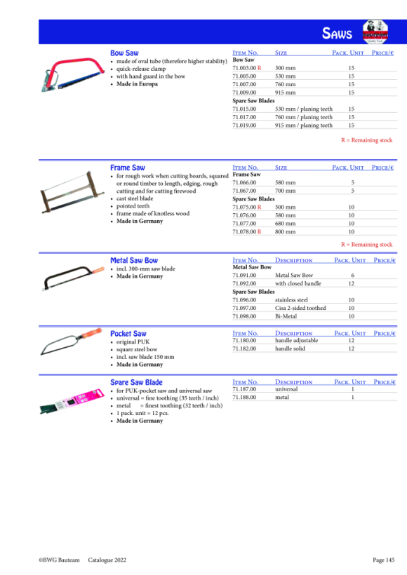 BWG Säbelsägeblätter 400x1,3mm/8,5 HM beschichtet für Asbest/Zement Gips 70.536.00