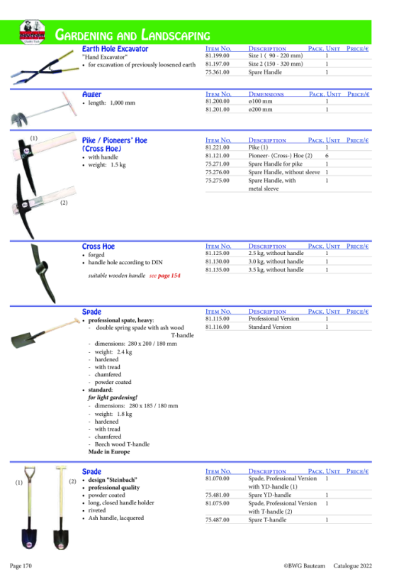 BWG Pionierhacke-Stiel 93 cm mit Hülse 75.275.00