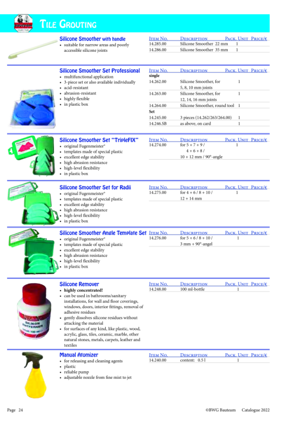 BWG Silikonfugenglätter mit Stiel 22 14.285.00