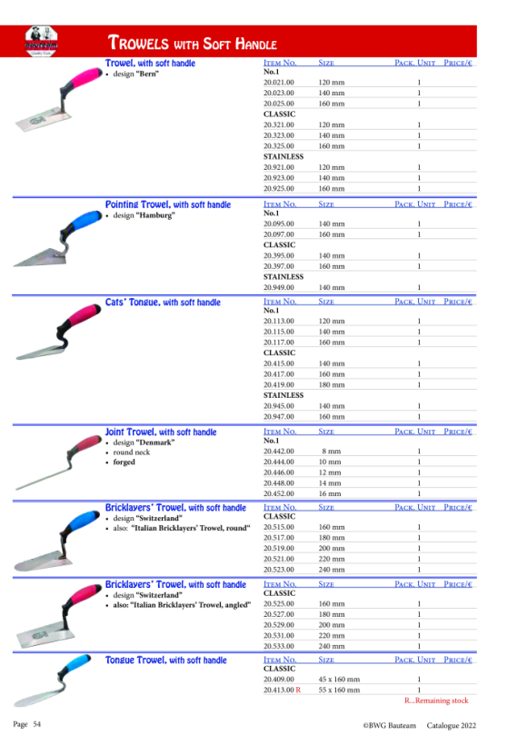 BWG Dänische Fugenkelle 12 Softgriff 20.446.00