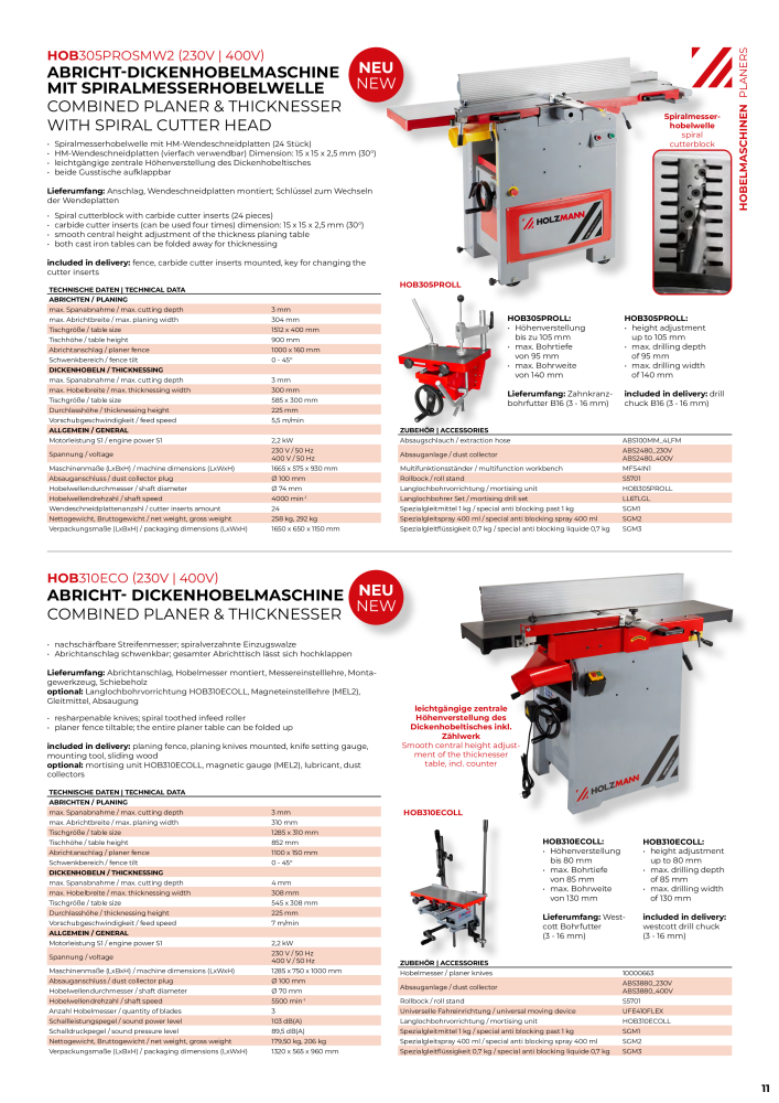 Holzmann Maschinen General Catalog Wood Nº: 20501 - Página 11