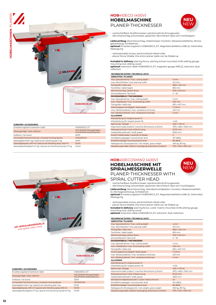 Holzmann Maschinen General Catalog Wood Nº: 20501 - Página 12