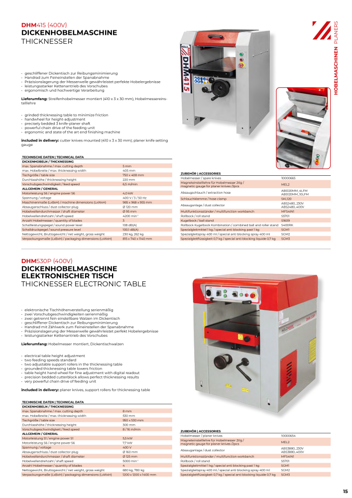 Holzmann Maschinen General Catalog Wood Č. 20501 - Strana 15