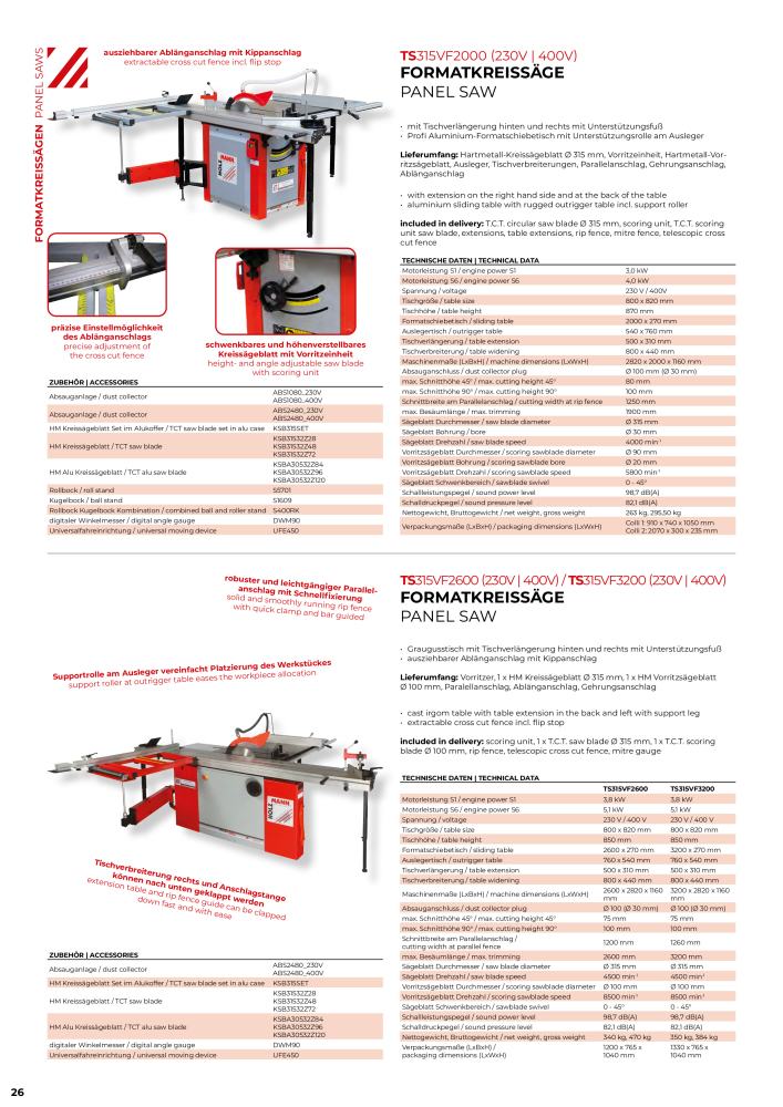 Holzmann Maschinen General Catalog Wood Nº: 20501 - Página 26