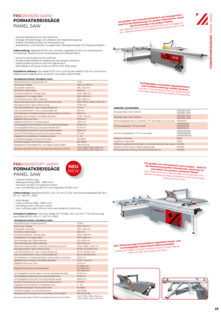 Holzmann Maschinen General Catalog Wood NEJ.: 20501 - Sida 29