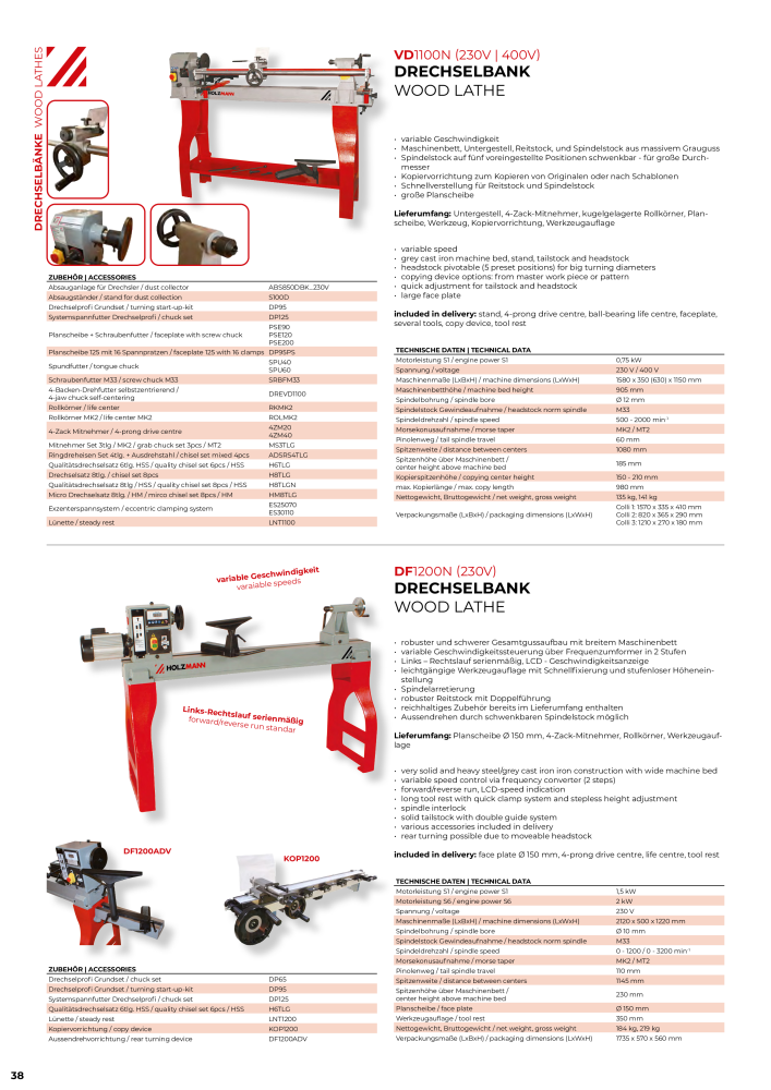 Holzmann Maschinen General Catalog Wood Nº: 20501 - Página 38