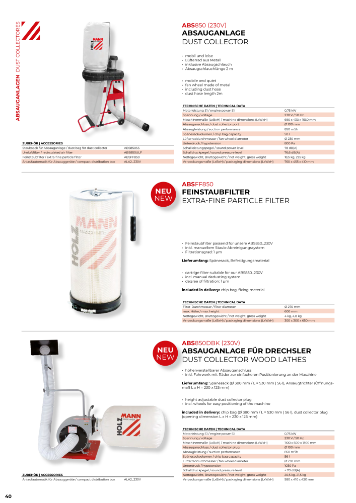 Holzmann Maschinen General Catalog Wood NR.: 20501 - Seite 40