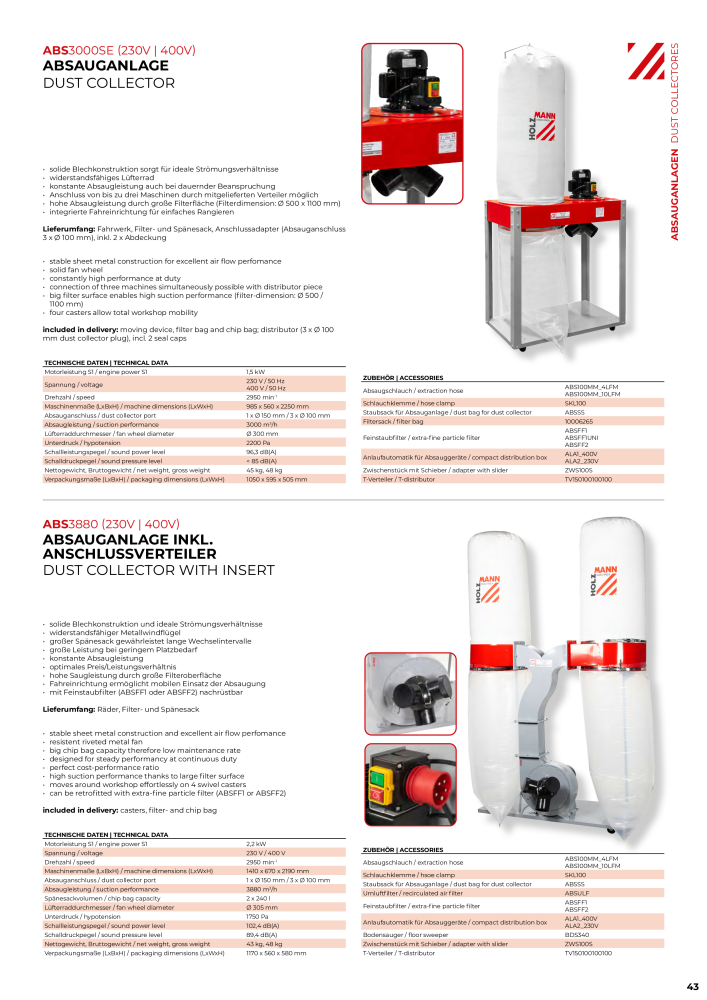 Holzmann Maschinen General Catalog Wood Č. 20501 - Strana 43