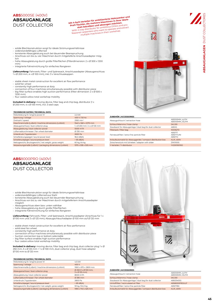 Holzmann Maschinen General Catalog Wood NR.: 20501 - Strona 45