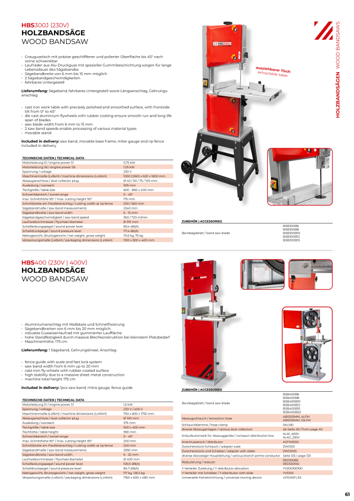 Holzmann Maschinen General Catalog Wood Nb. : 20501 - Page 61