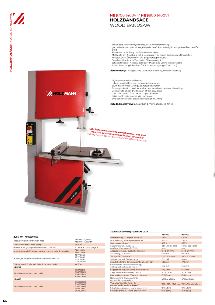 Holzmann Maschinen General Catalog Wood NR.: 20501 - Seite 64