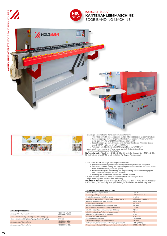 Holzmann Maschinen General Catalog Wood NEJ.: 20501 - Sida 70