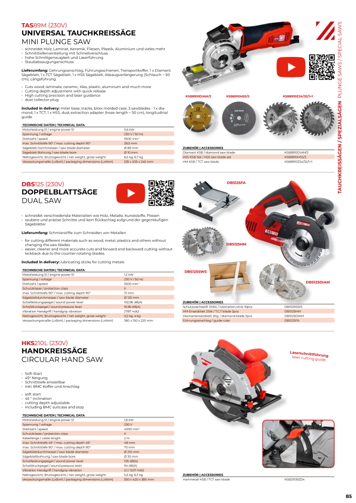 Holzmann Maschinen General Catalog Wood Nb. : 20501 - Page 85