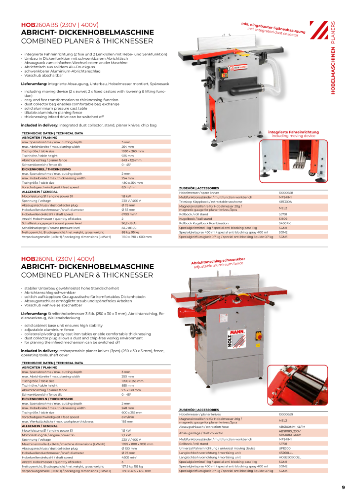 Holzmann Maschinen General Catalog Wood NR.: 20501 - Seite 9