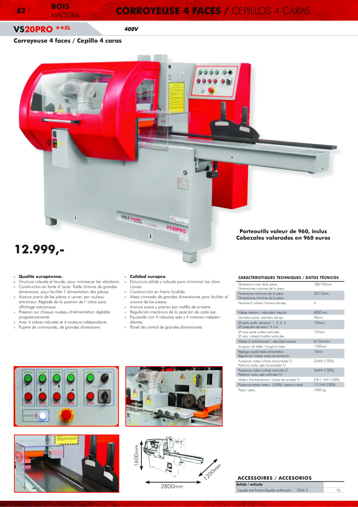 Holzmann Maschinen Catálogo general Madera Nº: 20503 - Página 82
