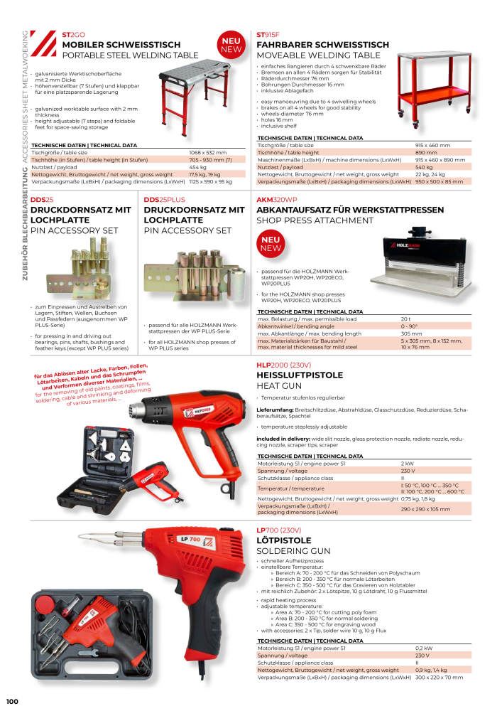 Holzmann Maschinen General Catalog Metal Nº: 20504 - Página 100