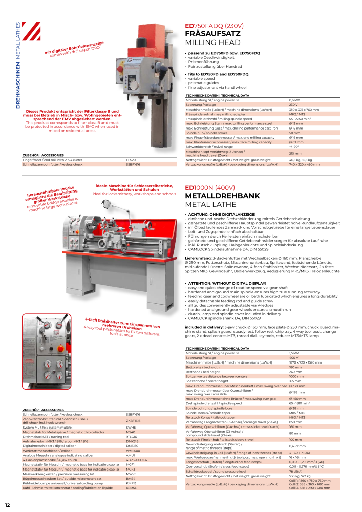 Holzmann Maschinen General Catalog Metal NR.: 20504 - Seite 12