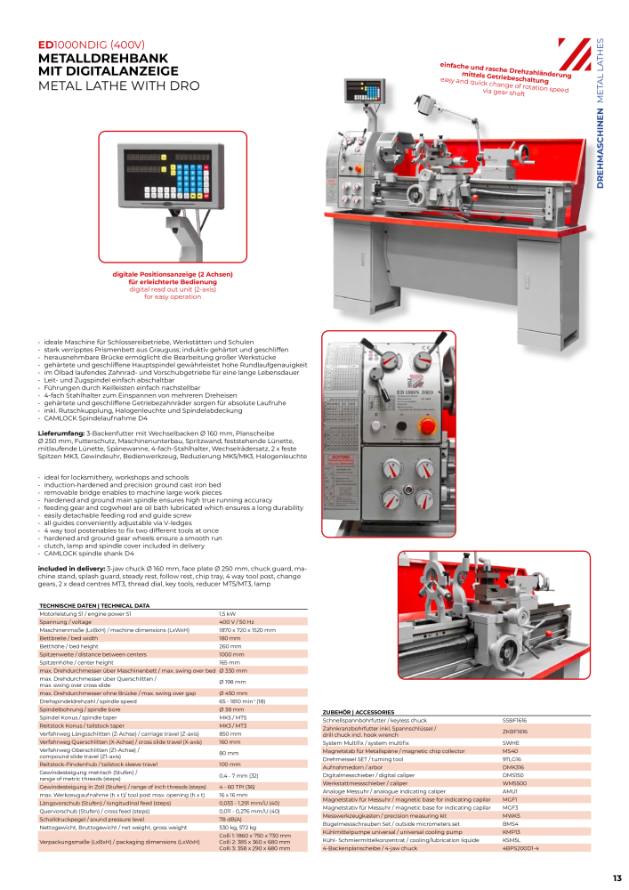 Holzmann Maschinen General Catalog Metal NO.: 20504 - Page 13