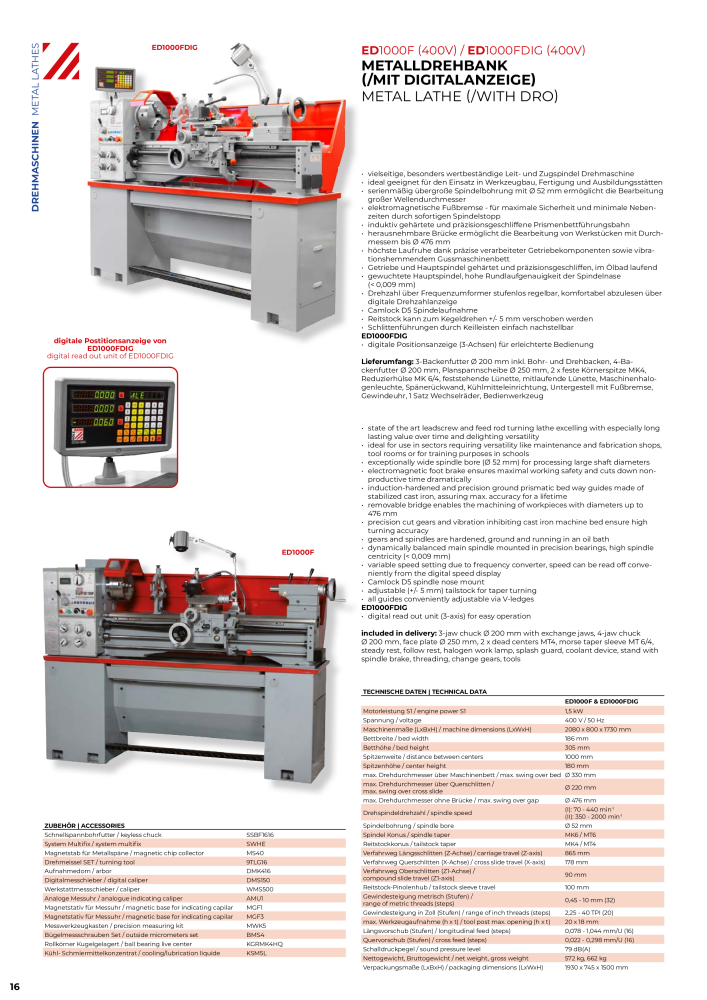 Holzmann Maschinen General Catalog Metal NEJ.: 20504 - Sida 16