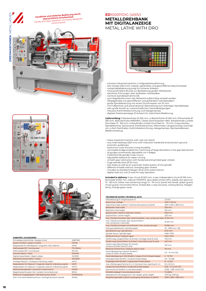 Holzmann Maschinen General Catalog Metal NR.: 20504 - Seite 18