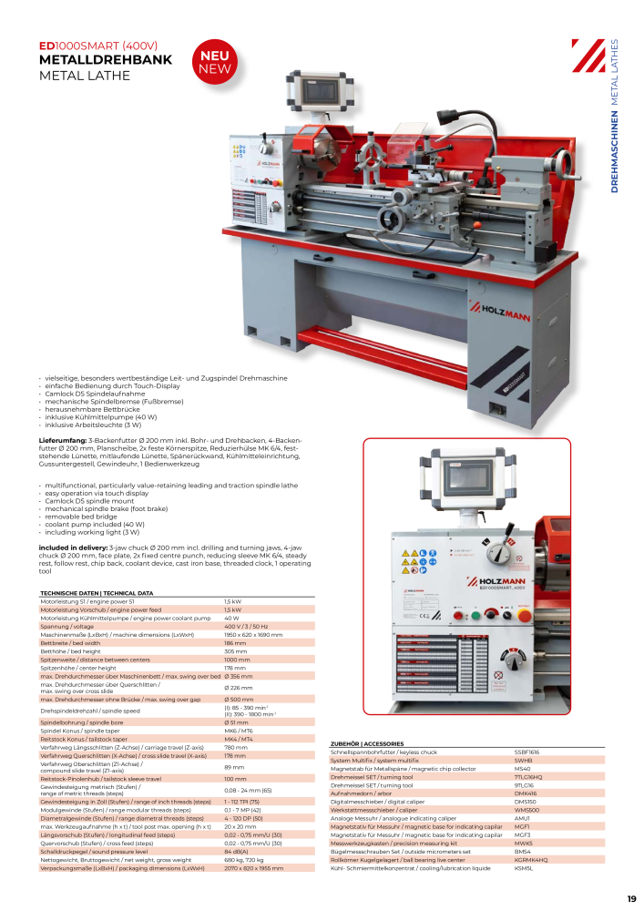 Holzmann Maschinen General Catalog Metal NR.: 20504 - Seite 19