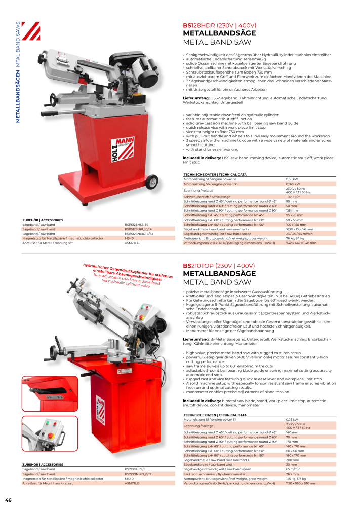 Holzmann Maschinen General Catalog Metal Nb. : 20504 - Page 46