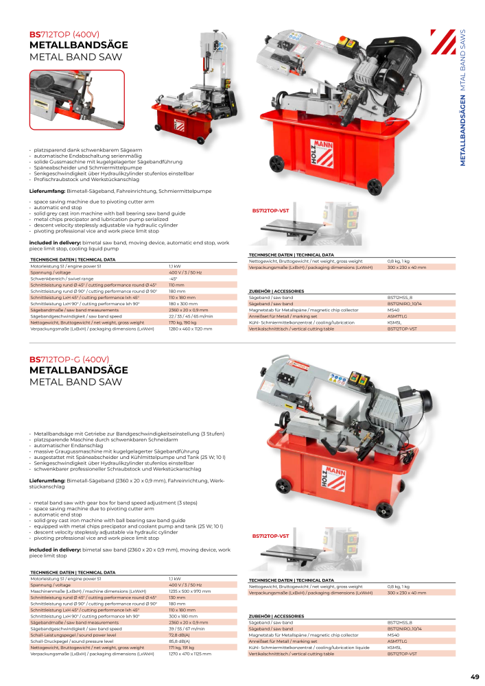 Holzmann Maschinen General Catalog Metal Nb. : 20504 - Page 49