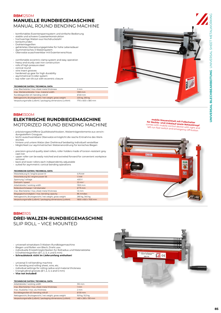 Holzmann Maschinen General Catalog Metal Nb. : 20504 - Page 85