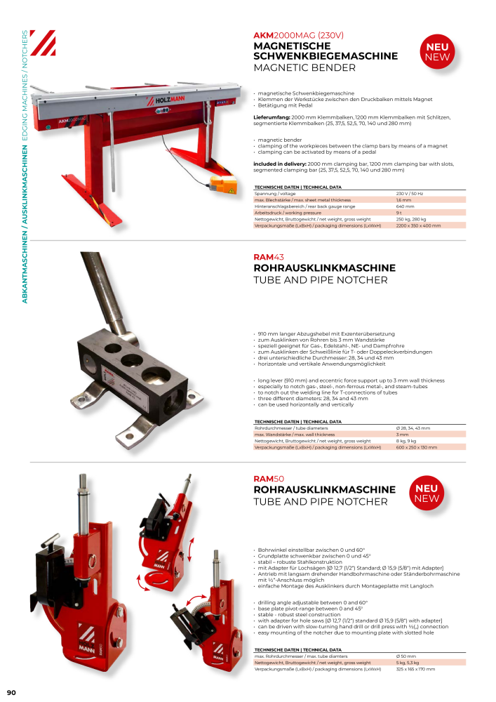 Holzmann Maschinen General Catalog Metal Nº: 20504 - Página 90