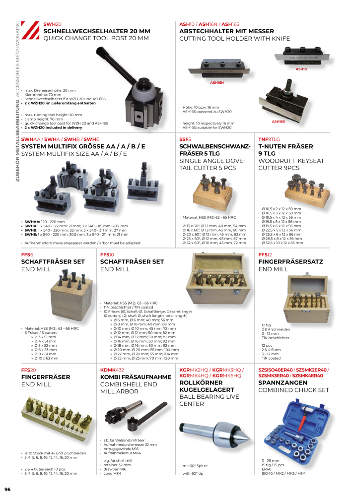 Holzmann Maschinen General Catalog Metal NO.: 20504 - Page 96