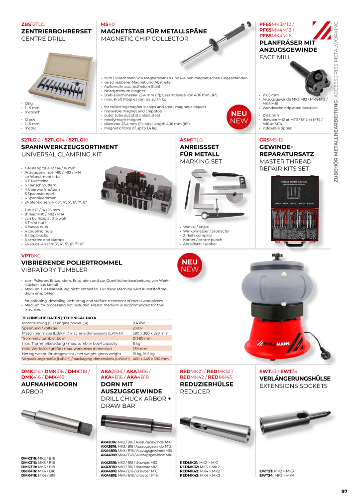 Holzmann Maschinen General Catalog Metal NEJ.: 20504 - Sida 97