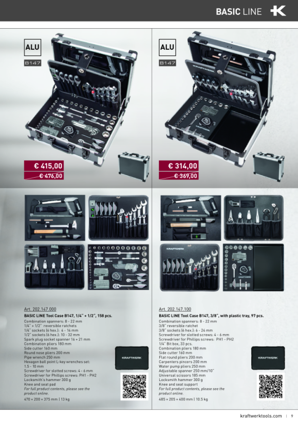 Kraftwerk Werkzeugkoffer B147, 1/4”+1/2”, 158-tlg. 202.147.000