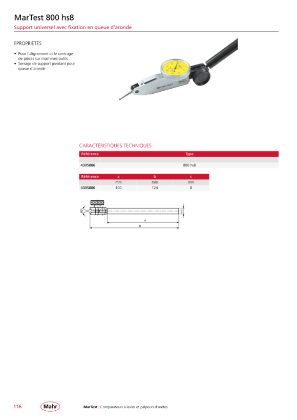 Mahr Tringlerie de mesure et de centrage 801 v 4309070