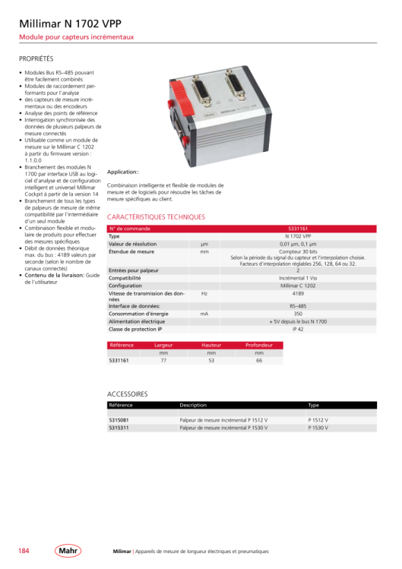 Mahr Millimar N 1701 PM-10000, module pour 1 pneum. instrument de mesure 5331152