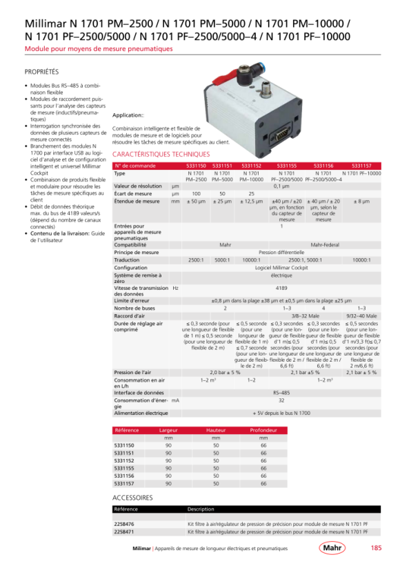 Mahr Millimar N 1701 PM-10000, module pour 1 pneum. instrument de mesure 5331152