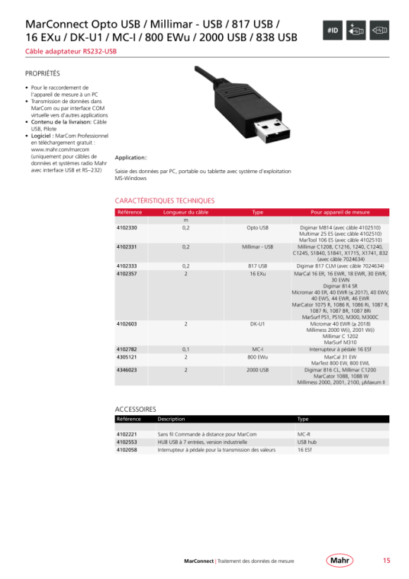 Mahr Hub USB septuple, pour logiciel MarCom 4102553