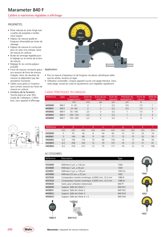 Mahr 840 F Calibre à pression à aiguille de précision 50-100 mm en étui mK 4450002