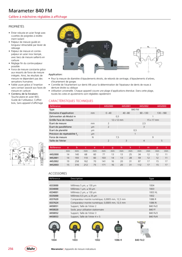 Mahr 840 FS Calibre à pression à aiguille de précision 250-300 mm en mallette mK 4455006