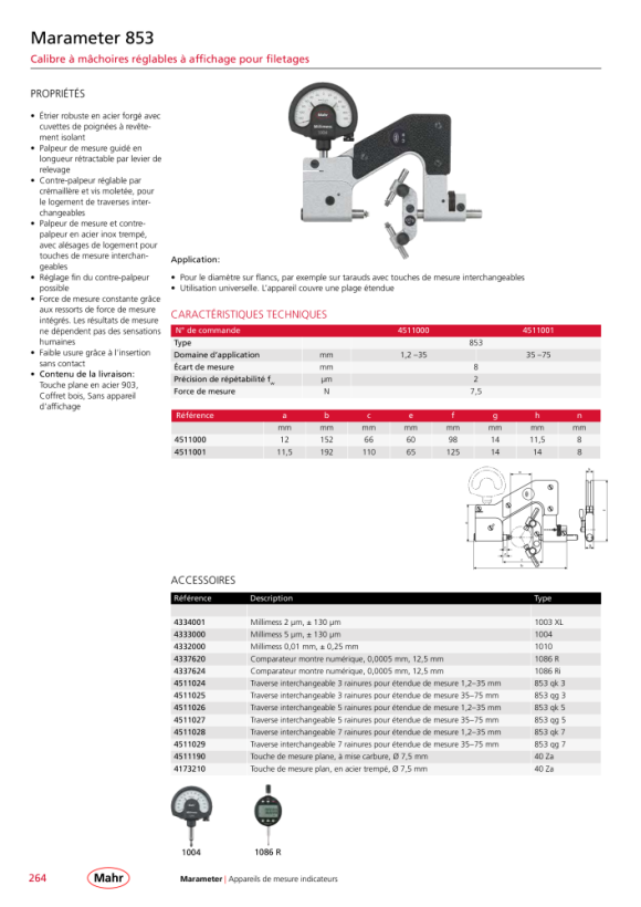 Mahr tranchant, P=0,25 mm 853-f M mK 4174008