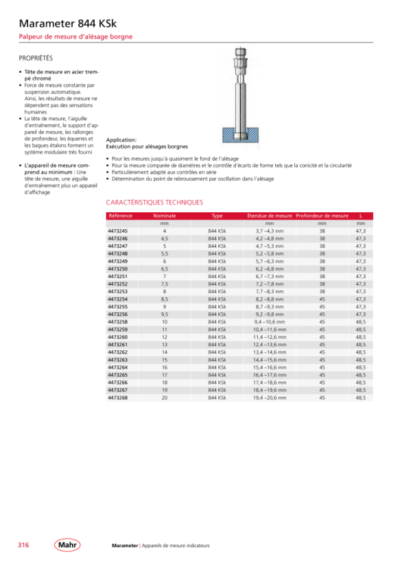 Mahr Sonde 844 KSk, 8,20 - 8,80 mm 4473254