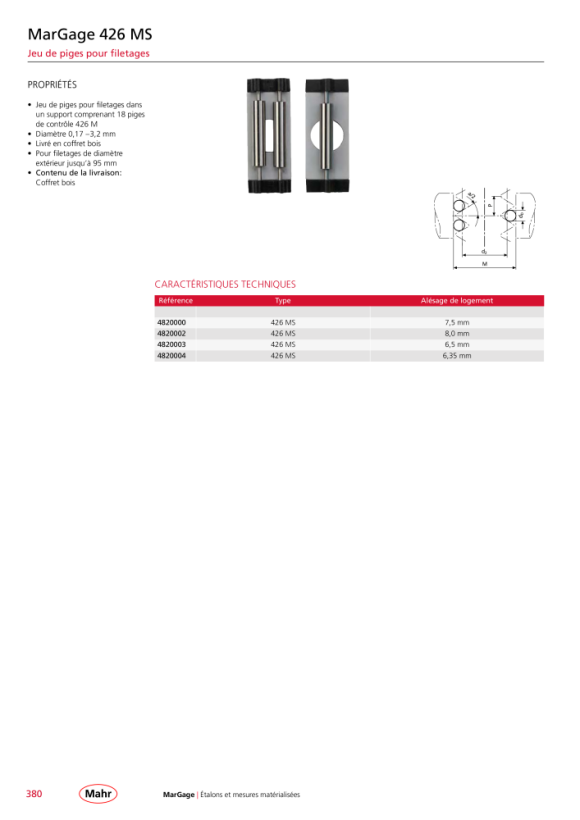 Mahr 426 Jeu de paires de supports MS métrique 18 pcs. Collier Ø 8 mm mK 4820002