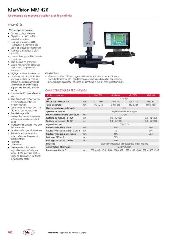 Mahr Objectif zoom Navitar 320 zmk, 6,5: 1 motorisé avec lumière coaxiale 4247029