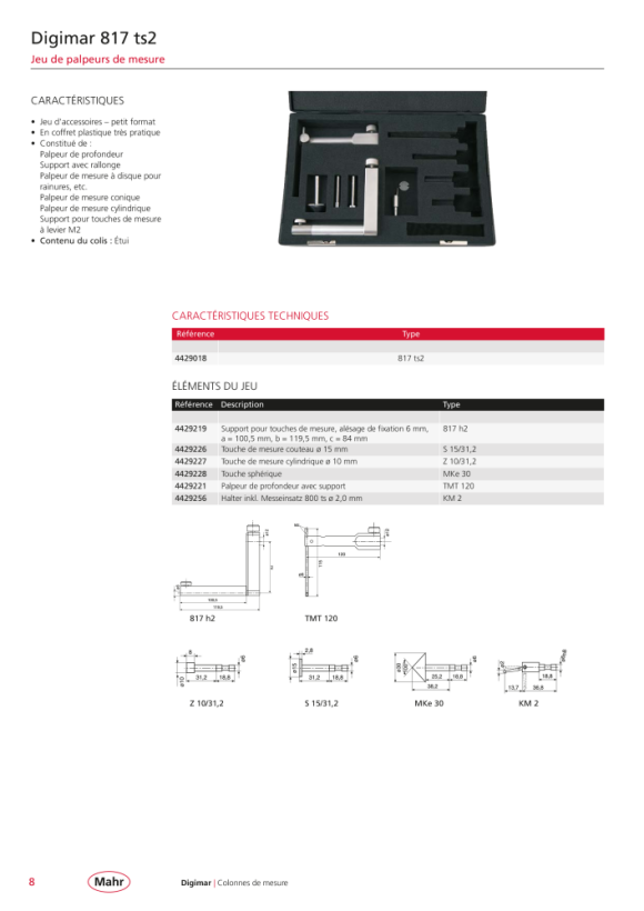 Mahr Rallonge M3 - M2.5, D = 4mm l = 20mm 3015888