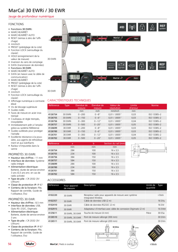 Mahr Pied à coulisse numérique 30 EWR 200 mm avec DA mK 4126699