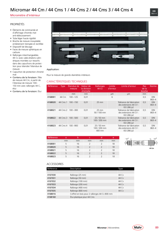 Mahr Rallonge 44 Cv 400 mm chromée mK 4167034