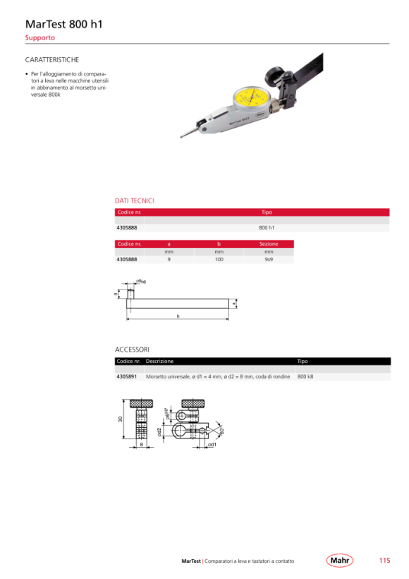 Mahr 800 a8 albero di bloccaggio, 0 4305865