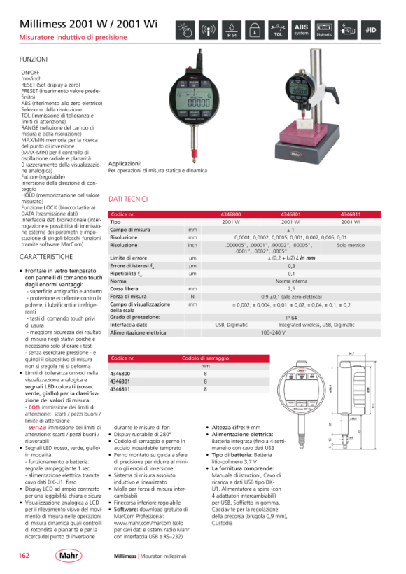 Mahr 2001 Wi Dig.Comparator (METR.) Range ± 1mm / ZW 0,1µm w. C. 4346811